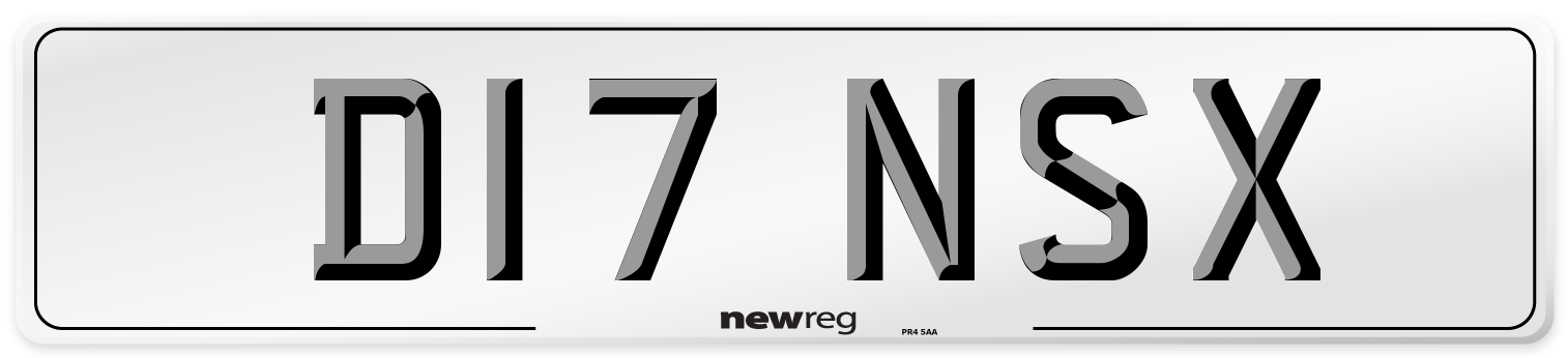 D17 NSX Number Plate from New Reg